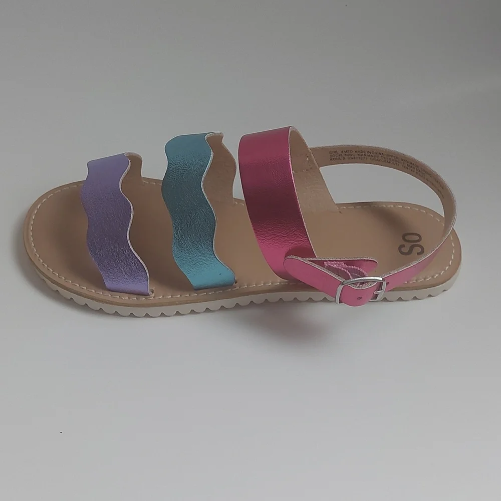So sandals mutlicolored metallic stranppy‎ sandal big Girls size 4M